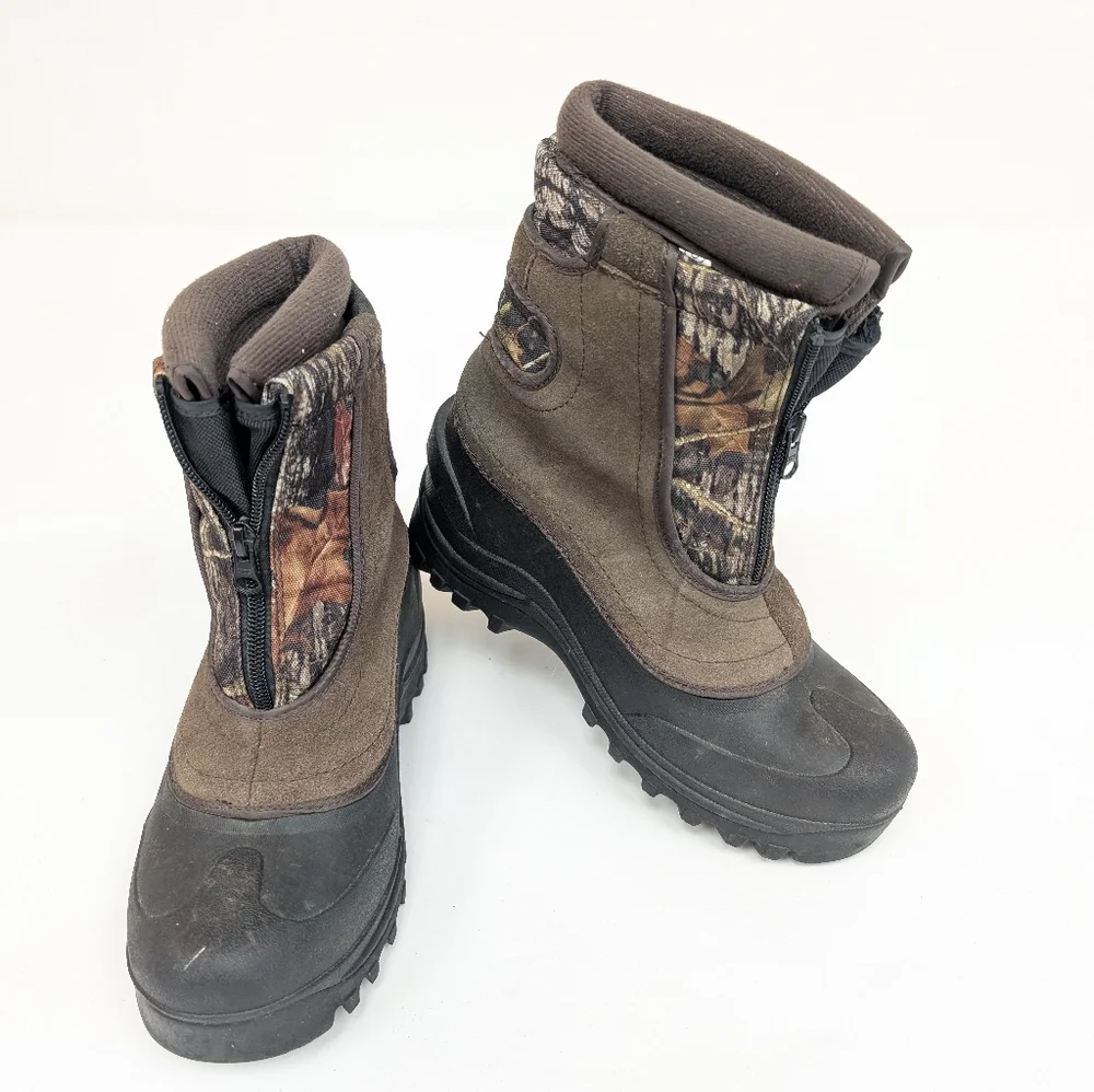Itasca Green And Brown Camo Winter Snow Boots Kids Boys Girls Size 6
